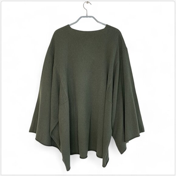 BCBGMaxazria Olive Green Masha Kimono Style Sweater Dark Fatigue Knit New M / L - Picture 3 of 4